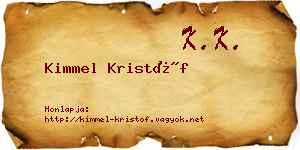 Kimmel Kristóf névjegykártya